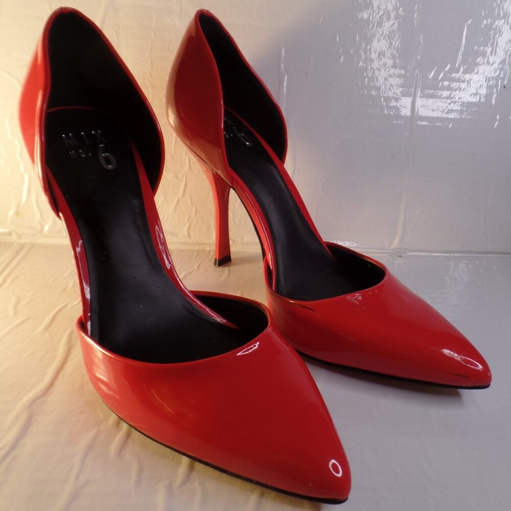 Mix No. 6 'DAWNIRA' Red Patent Pointed Toe D’Orsay Pumps Womens Size 9.5 M